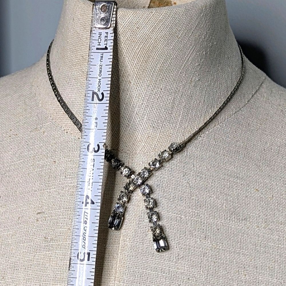 Vintage Rhinestone And Silver Choker Style Necklace 5" Diameter - Picture 12 of 12